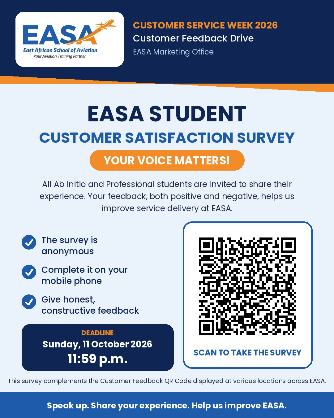 📢 𝗘𝗔𝗦𝗔 𝗦𝗧𝗨𝗗𝗘𝗡𝗧 𝗖𝗨𝗦𝗧𝗢𝗠𝗘𝗥 𝗦𝗔𝗧𝗜𝗦𝗙𝗔𝗖𝗧𝗜𝗢𝗡 𝗦𝗨𝗥𝗩𝗘𝗬 🎓